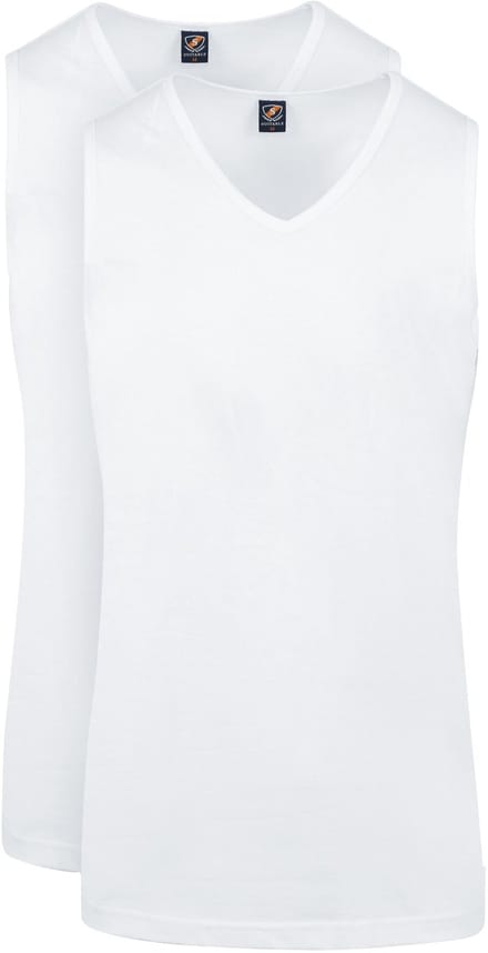 Suitable Viless T-Shirt Mouwloos Wit 2-Pack - Maat XL - Heren - Basic T-shirt - Ondershirt - Singlet - Tanktop hemdje