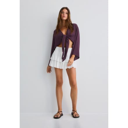 Stradivarius Soepelvallende open blouse  Purper XS