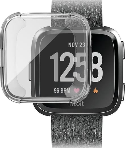 KELERINO. Full cover hoesje geschikt voor Fitbit Versa (Lite) - Siliconen - Transparant