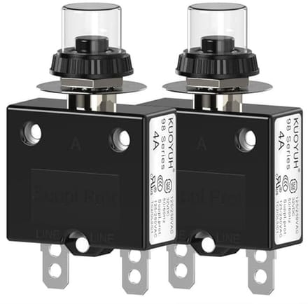 Thermische Stroomonderbreker 4A Met Drukknop Reset en Waterdichte Toetsafdekking - 2 Stuks