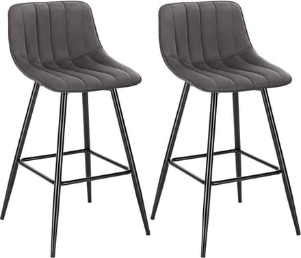 Barkrukken - Donkergrijs - Velvet - Industrial stijl - Set van 2