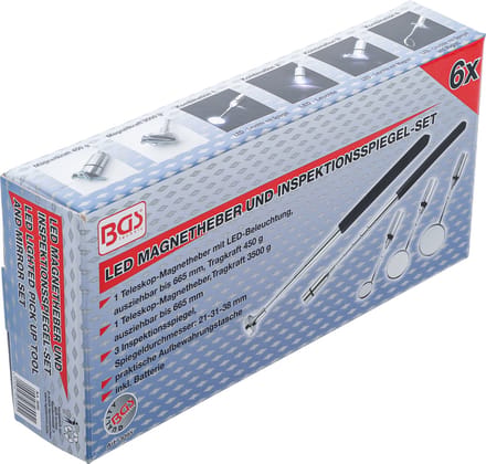 BGS LED magneetpen- en inspectiespiegelset