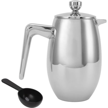 Cafetière à piston Acier inoxydable 304 Double paroi Bec en U Théière à infusion manuelle pour la maison 350ml white