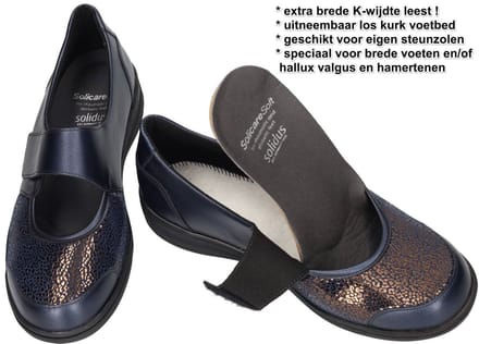 Solidus -Dames - blauw donker - ballerina's & mocassins - maat 38