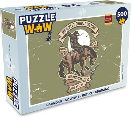 Puzzel Paarden - Cowboy - Retro - Tekening - Legpuzzel - Puzzel 500 stukjes
