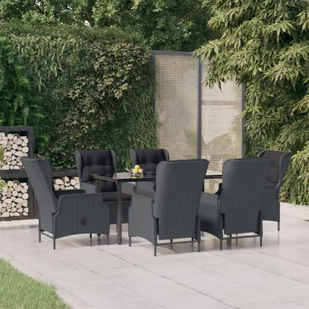 vidaXL - 7-delige - Tuinset - poly - rattan - donkergrijs