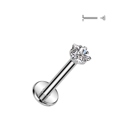 Piercing titanium ster top intern schroefdraad 1.2x8x3 - zilver - LMPiercings
