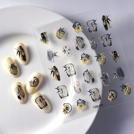Frezarkowo - 3D Nagelstickers - Zelfklevend - Bloemen - Bamboe