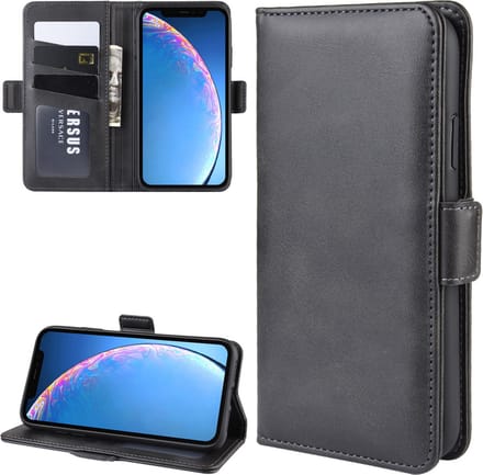 MobyDefend Hoesje - Geschikt voor iPhone 11 - Luxe Wallet Book Case (Sluiting Zijkant) - Zwart