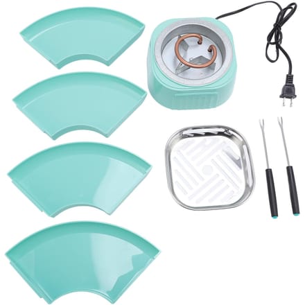 Elektrische Smores Maker voor Binnen met 4 Afneembare Bakjes Regelbare Temperatuur Tafelmodel Chocolade blue