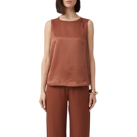 Mouwloze Blouse van Satijn Viscose met Plissé Ronde Hals Dames COMMA