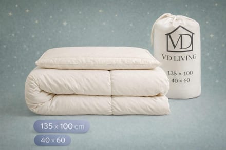 VD Living Baby Dekbed & Kussen Set 100 x 135 cm + 40 x 60 cm – Beige – Cotton Percale