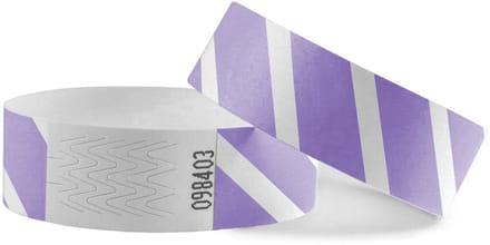 CombiCraft Gestreepte Blanco Tyvek Polsbandjes Lila - 100 stuks