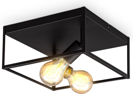 B.K.Licht - Retro Plafondlamp - E27 fitting - metaal - zwart mat - kooi plafonniere - 29x29 cm