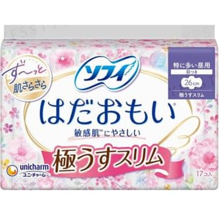 Unicharm - Sofy Hadaomoi Ultra Thin Slim Wing Especially For Daytime Feminine Pads 26cm 17 pcs