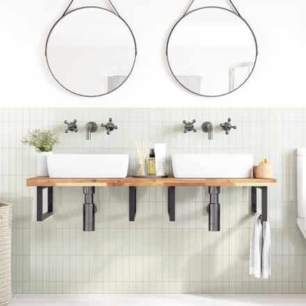vidaXL - Badkamer - wandschap - staal - en - massief - acaciahout