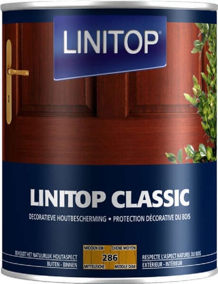 Linitop Classic - Beits - Decoratieve beschermende beits  - Midden Eik - 286  - 1 L