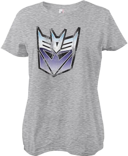 Transformers Distressed Decepticon Shield Girly T-shirt Dames T-shirt Heathergrey