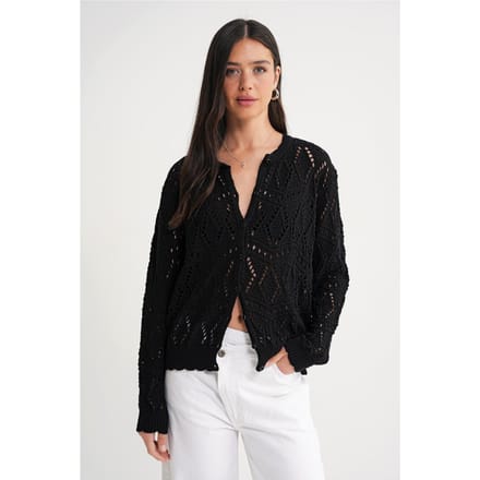 Gestructureerde Brei Cardigan met Knopsluiting