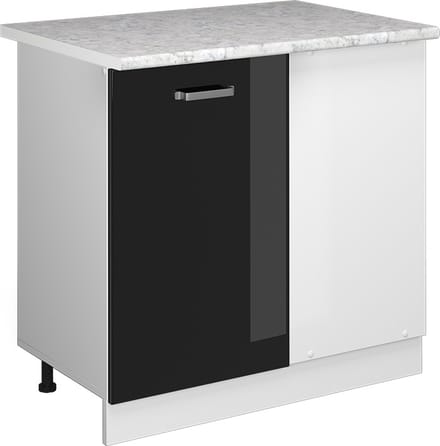 Vicco R-Line Hoekkast – 86 cm, WB Marmer Zwart hoogglans