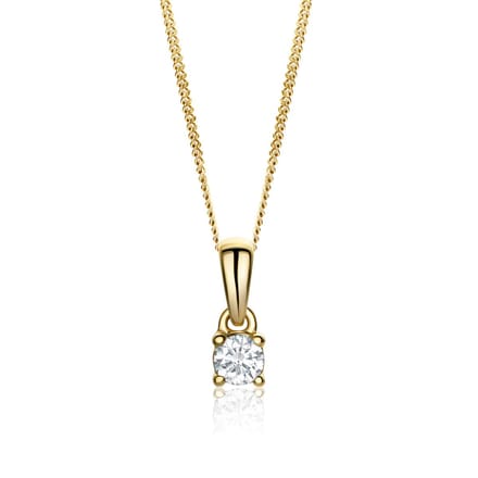 Miore Pure Collier Ketting Dames - 14 Karaat Goud - Met Diamanten - Met Hanger - 45 cm