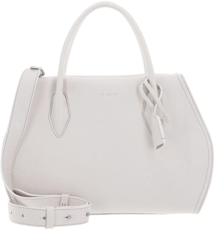 COCCINELLE Leren Schoudertas Handtas Lord Handbag Grained Leather Blanco Crème