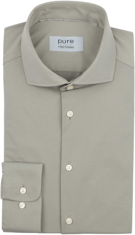 Pure Shirt Lichtbruin - Maat 38 - Heren - Overhemden Casual