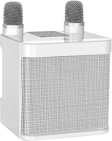 Karaoke Set - Draagbare Speaker - Zingen en Muziek - Dubbele Microfoons - 17 x 16 x 16 cm - Wit