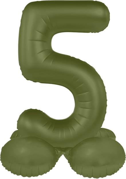 Staande Folieballon Cijfer 5 - Olive Green - Ultra Matt - 41 cm