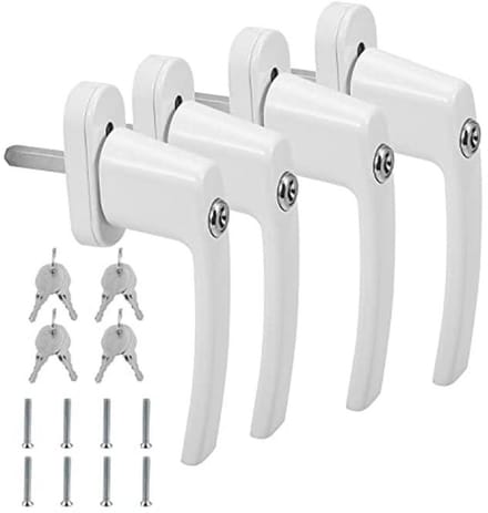 Afsluitbare aluminium raamgrepen met slot voor extra beveiliging, 4 stuks
