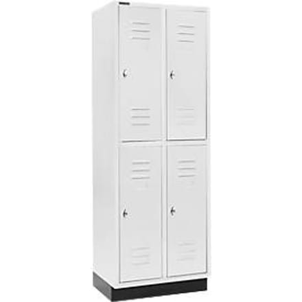 Schäfer Shop Select Kledinglocker, 2 x 2 compartimenten, 300 mm, met fitting, draaigrendelslot, deur lichtgrijs