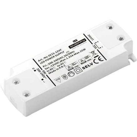 Dehner Elektronik SE 15-12VF (12VDC) LED-transformator, LED-driver Constante spanning 15 W 1.25 A 12 V/DC 1 stuk(s)