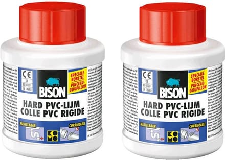 2x potjes Bison hard PVC lijm 100 ml - Montage lijmen - Watervaste lijm