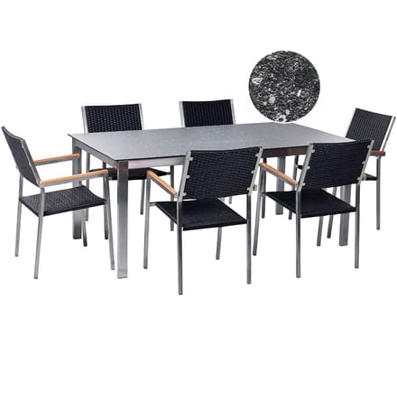 COSOLETO/GROSSETO - Tuinset 6 persoons - Zwart - Graniet/Rotan