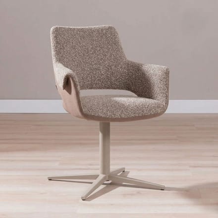 Bronx71® Eetkamerstoel Jules draaibaar bouclé bruin - stoel