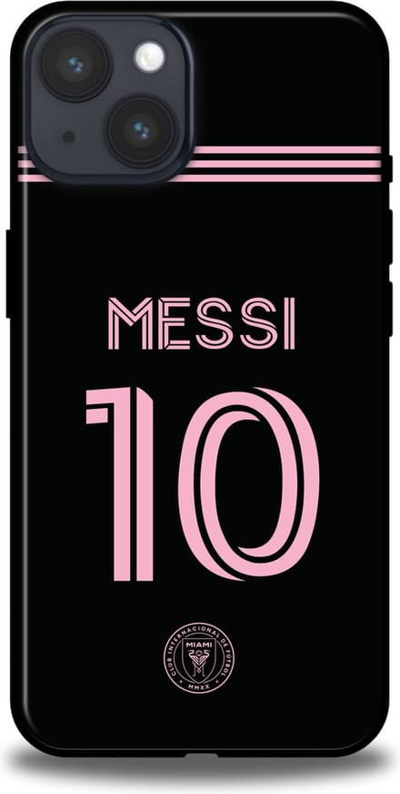 Messi Inter Miami hoesje Apple iPhone 14 Backcover Softcase TPU Zwart Roze