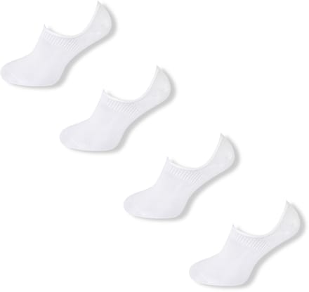 Basset Bamboe - Unisex Invisible Footies - 4-pack - Maat 43/46 - Wit
