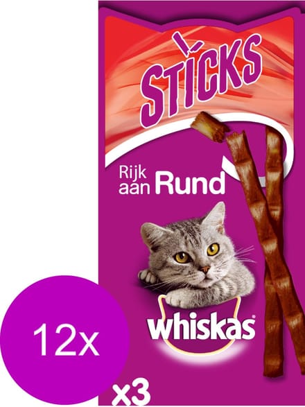 Whiskas Sticks 18 g - Kattensnack - 12 x Rund