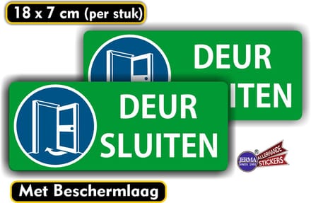 Jerma - Deur Sluiten - Stickers - set 2 stuks - 7 x 18 cm - Zelfklevend - Vinyl - Krasbestendig