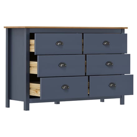 vidaXL - Dressoir - Hill - 125x40x80 - cm - massief - grenenhout - grijs