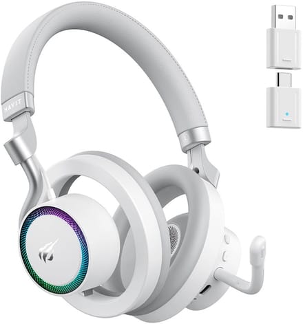 Havit Fuxi H8 - Draadloze Gaming Koptelefoon - Wit - 3D Geluid - Head-tracking