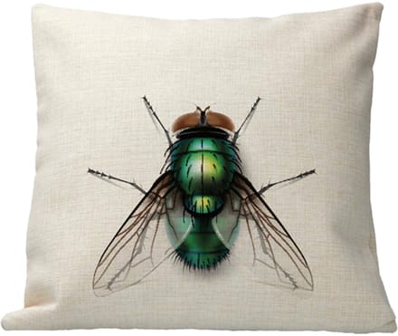 Kussen - Design - Insect - Vlieg - Linnen - Kleurvast - inclusief vulling