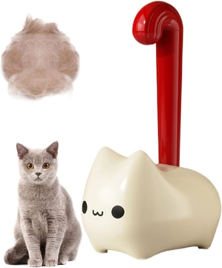 Pluizenroller Kat - Haarverwijderaar Kleding - Snel Opfrissen - Leuk Staand Ontwerp - 60 Vellen - Rood