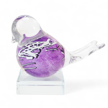 Loranto - Mini Urn Vogel Paars - Vogeltje luxe urn - Kleine Glas Urn