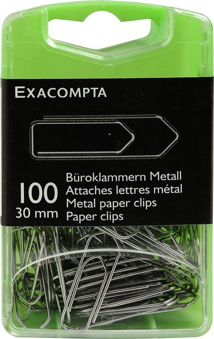 Exacompta 5x Doos met 100 metalen paperclips 30mm - Zilver - 14746E