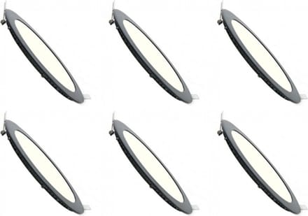 LED Downlight Slim 6 Pack - Inbouw Rond 6W - Dimbaar - Natuurlijk Wit 4200K - Mat Zwart Aluminium - Ø120mm