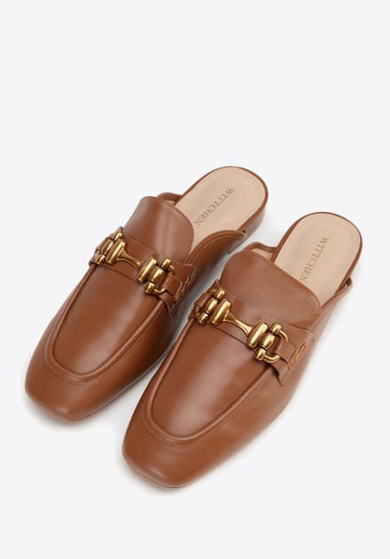 Wittchen Dames Leren Loafers met Open Hak Bruin Echt Leer