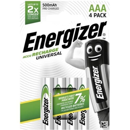 Energizer Universal HR03 Oplaadbare AAA batterij (potlood) NiMH 600 mAh 1.2 V 4 stuk(s)
