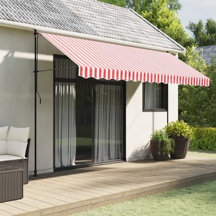 vidaXL - Vervangingsdoek - voor - luifelrok - gestreept - 400 - cm - rood - en - wit