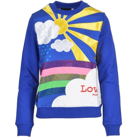 Regenboog Applicatie Sweatshirt met Ronde Hals